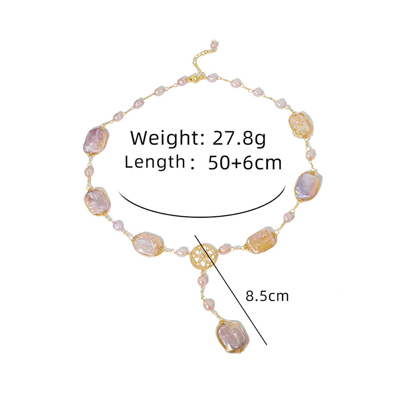 Elegant Pink Baroque Pearl Necklace