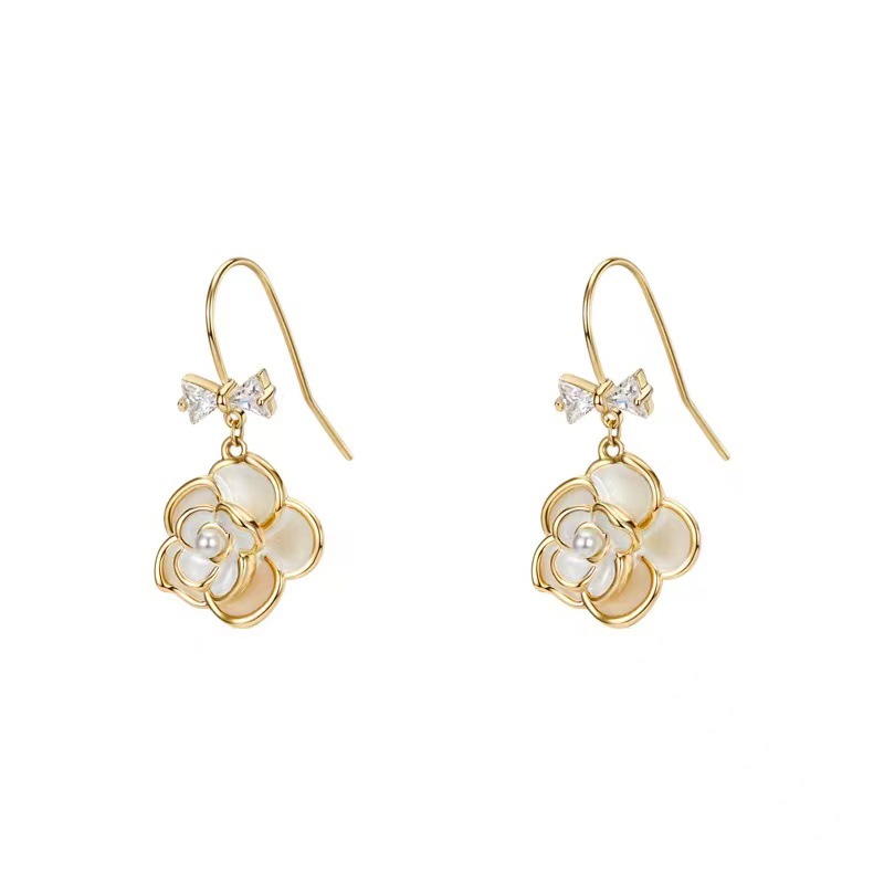 Camellia Flower Drop Earrings