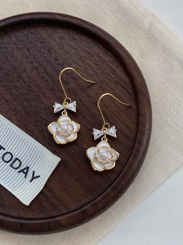 Camellia Flower Drop Earrings