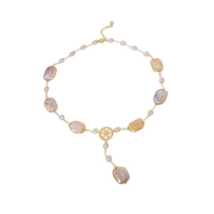 Elegant Pink Baroque Pearl Necklace